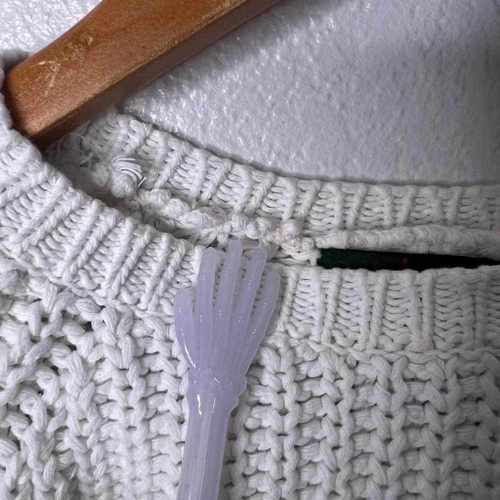 Vintage J.Crew Oarsman Mens XL Heavy Knit Fisherman Sweater Ivory White - Picture 5 of 9